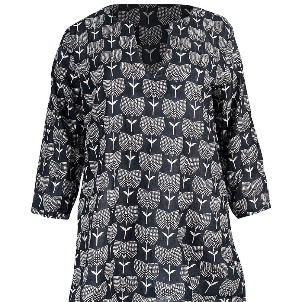 Karma | Black & White Tulip V-Neck Tunic L/XL
